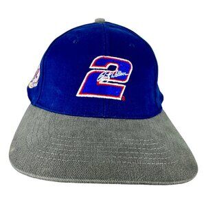 VTG Rusty Wallace #2 NASCAR Hat Blue Strap Baseball Cap Car Racing Miller Lite